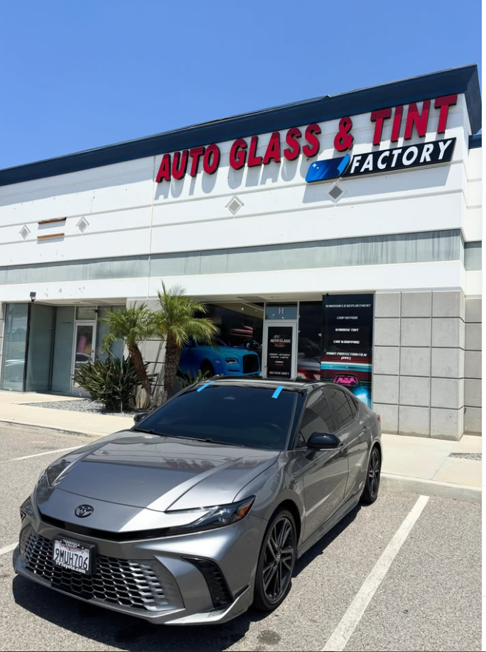 Gray Toyota Camry with fresh tint